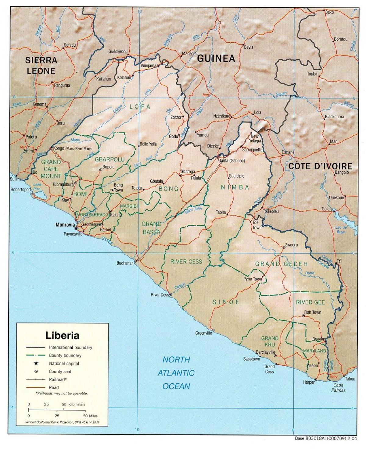 térkép a földrajzi térkép Libéria
