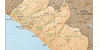 Döntetlen a domborzati térkép, a Libériai