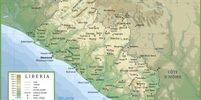 Döntetlen a fizikai térkép Libéria
