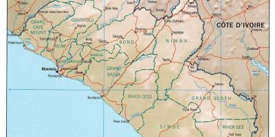 Térkép a földrajzi térkép Libéria